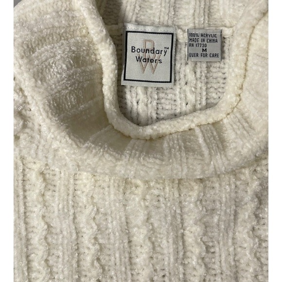 Boundary Waters Women's Knitted Mock Turtleneck Sweater Size Medium Cream Color - Picture 4 of 5